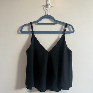 Black Double-Layered V-Cut Tank Top